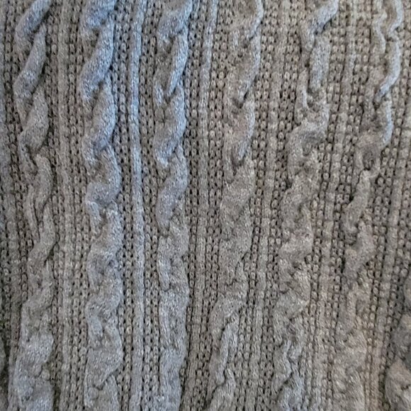 Dylan Boho Chunky Cable Knit Turtleneck Sweater Poncho Shrug Cape Hooded Gray - Picture 10 of 15